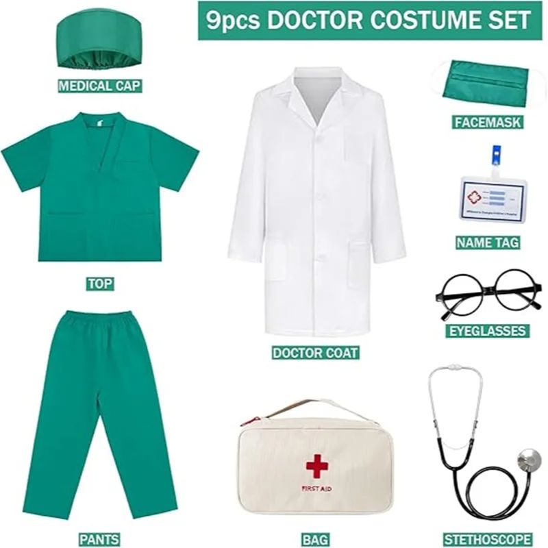 키즈 탑 + 바지 + 코트 + 액세서리 어린이를위한 실 - Kids Doctor Education 리뷰 및 가격